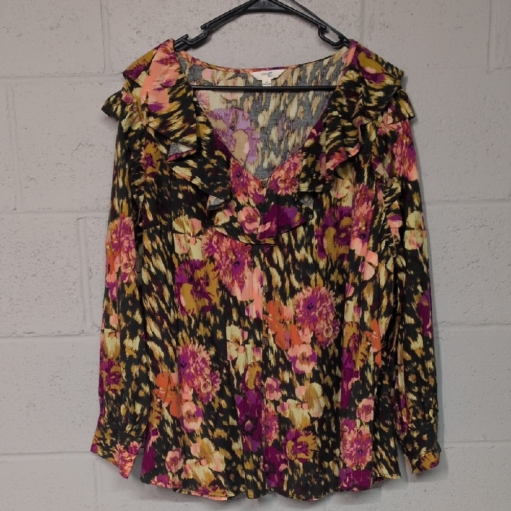 Terra & Sky Plus Size Long Sleeve Ruffle Top Size 2X, NWT - Picture 2 of 7